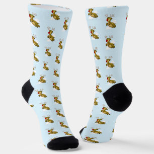Flying Reindeer Christmas Socks