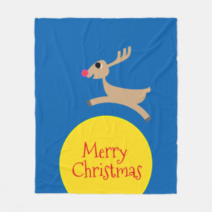 Flying Reindeer Fleece Blanket
