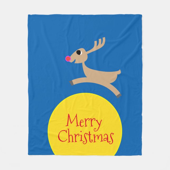Flying Reindeer Fleece Blanket (Front)