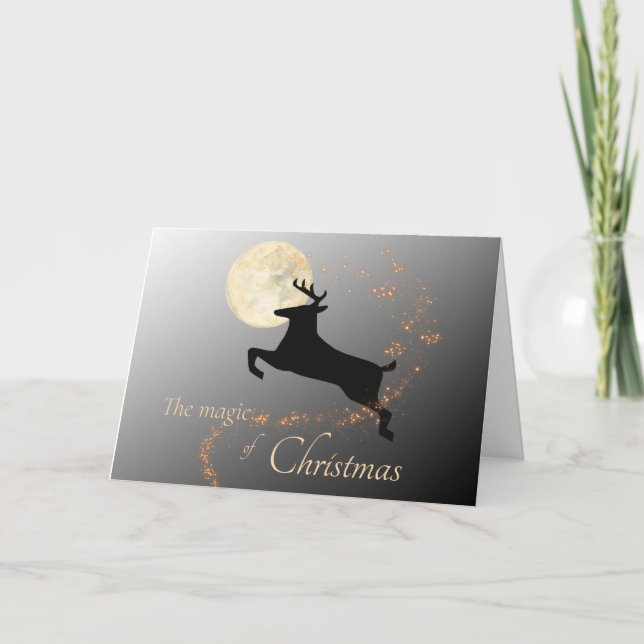 Flying Reindeer Magical Christmas Card (Front)