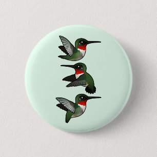 Flying Ruby-throated Hummingbird 6 Cm Round Badge