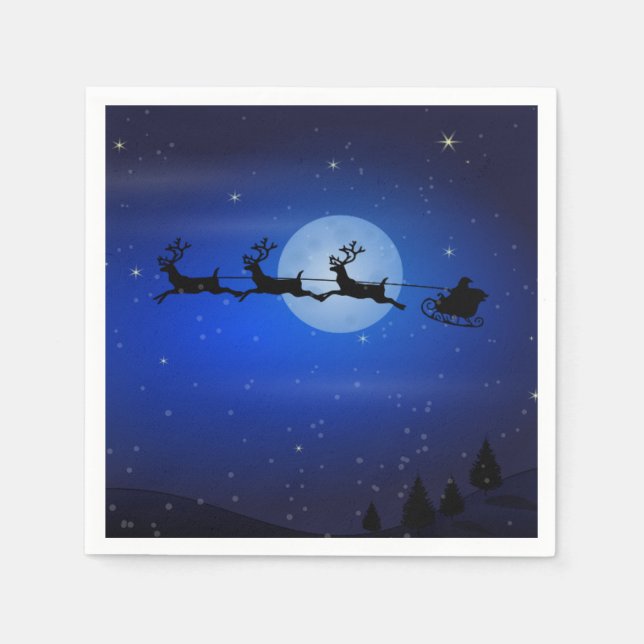 Flying Santa and his reindeers Napkin (Front)
