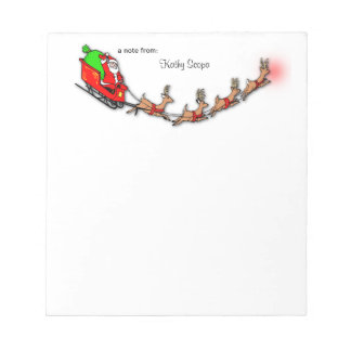 Flying Santa And Reindeer Notepad