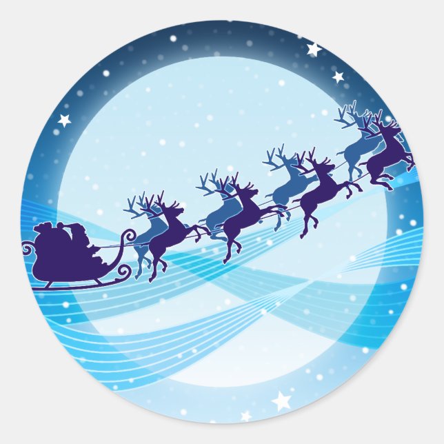 Flying Santa Classic Round Sticker (Front)