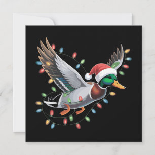 Flying Santa Duck Christmas Lights Hunting Season Holiday Card