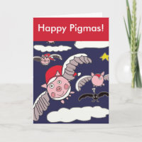 Flying Santa Pig Happy Pigmas Christmas