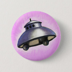 Flying Saucer 6 Cm Round Badge