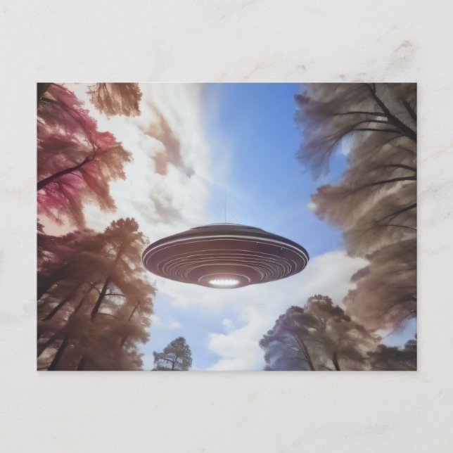 Flying Saucer in the Woods Postcard (Front)
