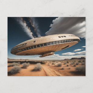 Flying Saucer Landing Holiday Postcard