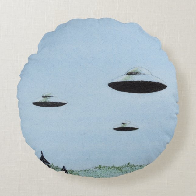 Flying Saucers Round Cushion (Front)