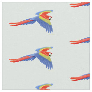 Flying Scarlet Macaw Parrot Fabric