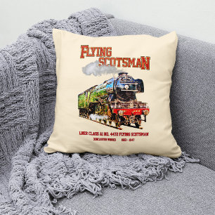 Flying Scotsman Steam Train English Locomotive Cushion
