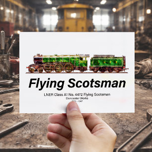 Flying Scotsman Steam Train English Locomotive  Postcard