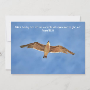 Flying Sea Gull Bird Bible Verse Flat Card