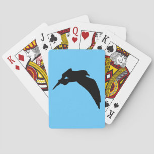 Flying Sea Gull Black Silhouette Playing Cards