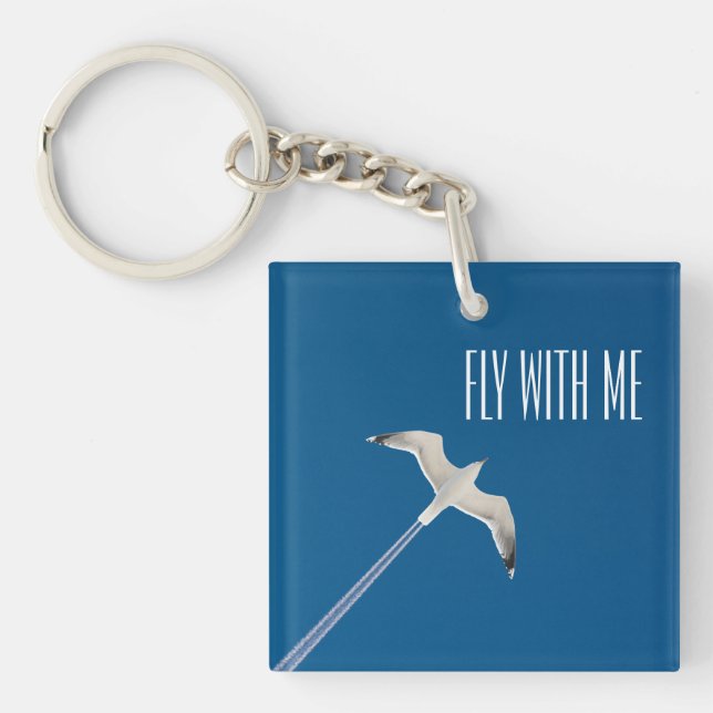 Flying seagull and the contrail key ring (Front)