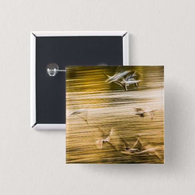Flying seagulls - abstract 15 cm square badge (Front & Back)