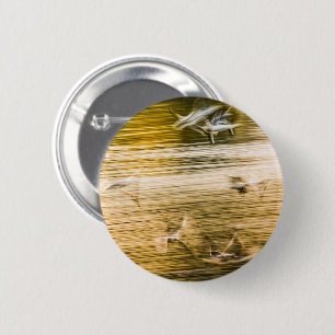 Flying seagulls - abstract 6 cm round badge