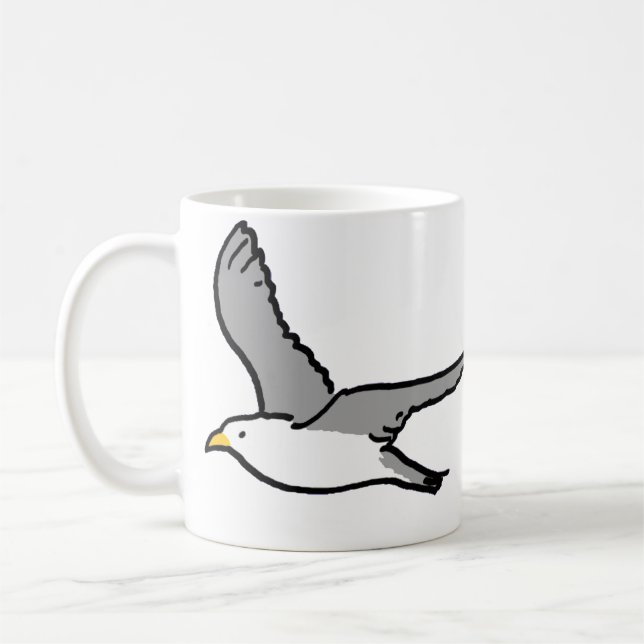 Flying seagulls coffee mug (Left)