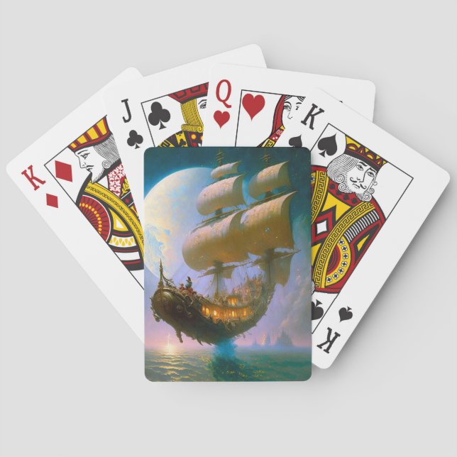 Flying Ship Fantasy Art Playing Cards (Back)