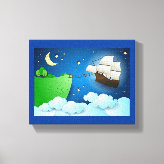 Flying ship on landing canvas print (Front)