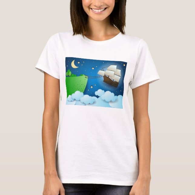 Flying ship on landing T-Shirt (Front)