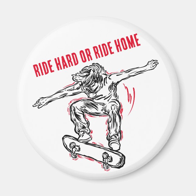 Flying Skater Doing Mid-Air Skateboarding Magnet (Front)