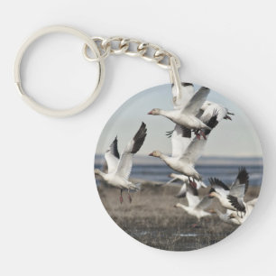 Flying Snow Geese Key Ring