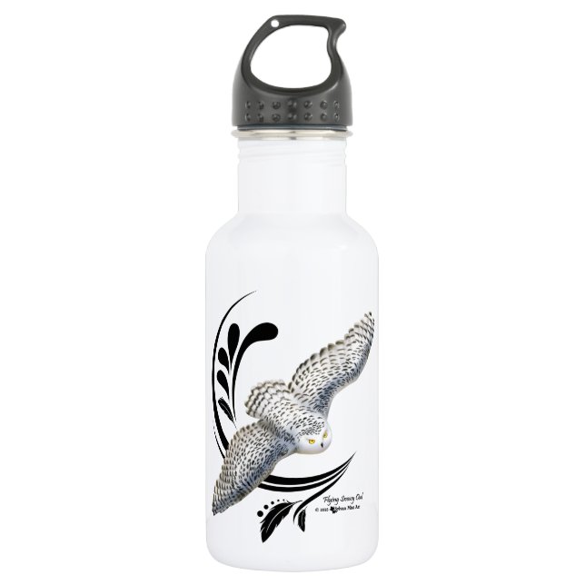 Flying Snowy Owl 532 Ml Water Bottle (Front)