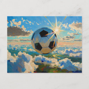 Flying Soccer Ball Artwork (Oil Painting No. 1) Holiday Postcard