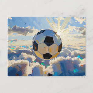 Flying Soccer Ball Artwork (Oil Painting No. 3) Holiday Postcard