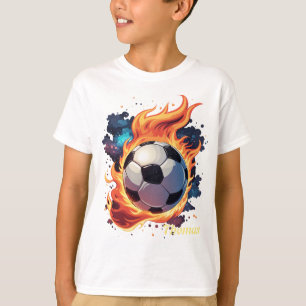 Flying soccer ball with flames. T-Shirt