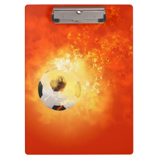 Flying soccer with flames clipboard (Front)