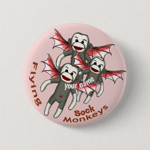 Flying Sock Monkeys  6 Cm Round Badge