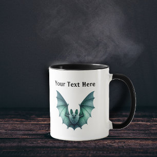 Flying Spooky Furry Bats in Pink and Green Mug