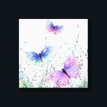 Flying Spring Butterflies Canvas Print<br><div class="desc">Canvas Print with Spring Joy Colourful Butterflies Flying in Nature Watercolor Painting Butterfly and Flowers Wall Decor - or Choose / Add Your Favourite Text / Colour - Make Your Unique Gift - Resize and move or remove and add elements with Customisation tool ! Painting and Design by MIGNED. You...</div>