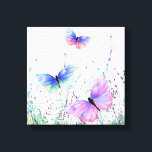 Flying Spring Butterflies Canvas Print<br><div class="desc">Canvas Print with Spring Joy Colourful Butterflies Flying in Nature Watercolor Painting Butterfly and Flowers Wall Decor - or Choose / Add Your Favourite Text / Colour - Make Your Unique Gift - Resize and move or remove and add elements with Customisation tool ! Painting and Design by MIGNED. You...</div>