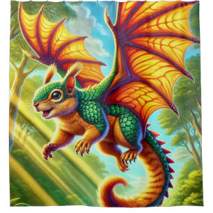 Flying Squirrel Dragon Shower Curtain