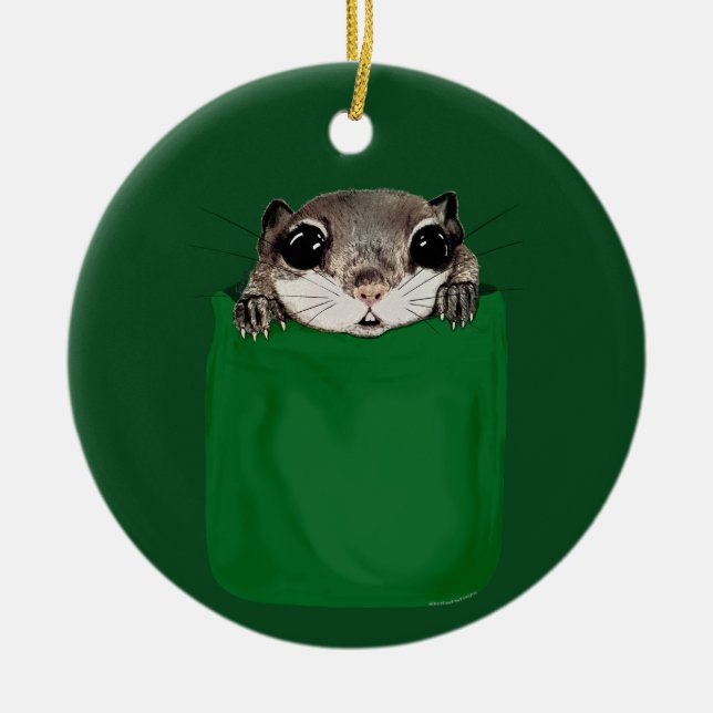 Flying Squirrel Pocket Ceramic Tree Decoration (Front)