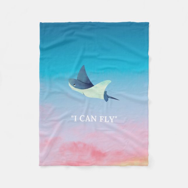 Flying Stingray   Fleece Blanket (Front)