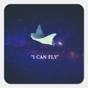 Flying Stingray Square Sticker