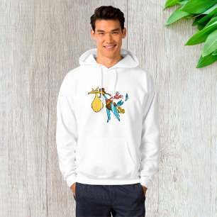 Flying Stork Cartoon with Goggles and Baby Bundle  Hoodie
