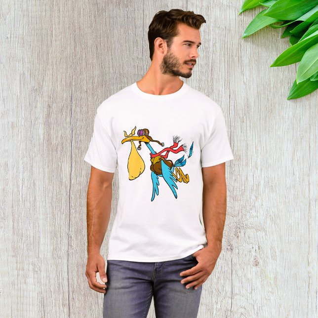 Flying Stork Cartoon with Goggles and Baby Bundle  T-Shirt (Creator Uploaded)