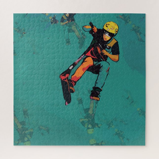 Flying Stunt Scooter Rider Jigsaw Puzzle (Vertical)