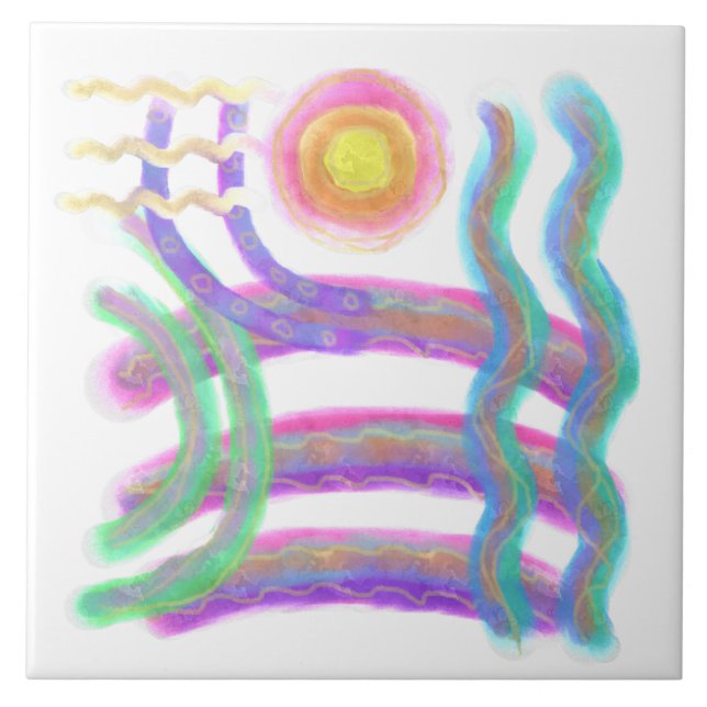 Flying Sun Abstract Art Tile (Front)