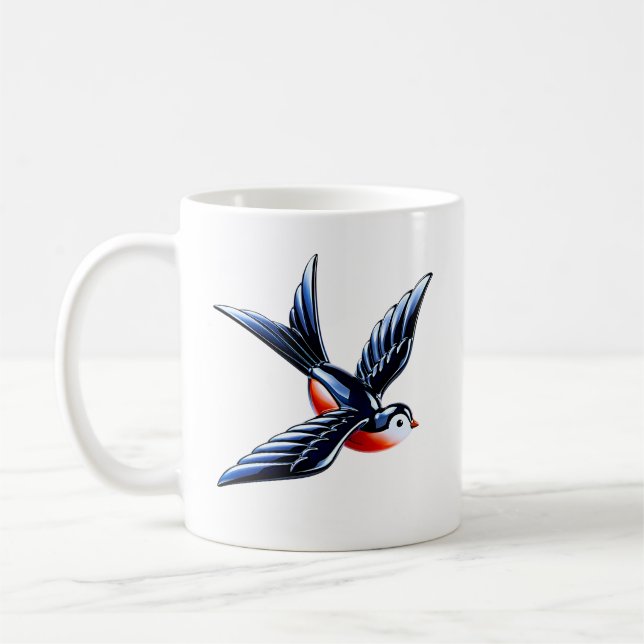 Flying Swallow Bird Coffee Mug (Left)