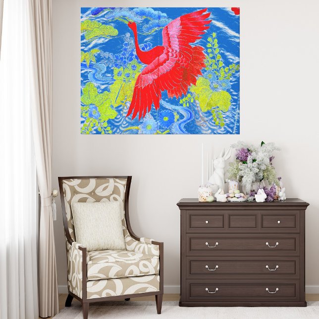 Flying Swan Blue Abstract Art Bird Vivid Colours Canvas Print (Flying Swan Blue Abstract Art Bird Vivid Colors Canvas Print)