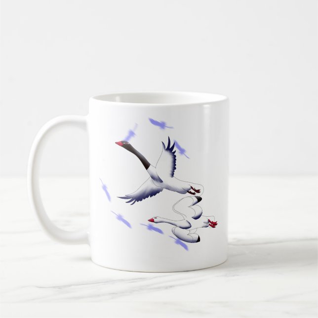 Flying Swans Fantasy Bird Art 11 oz White Mug (Left)
