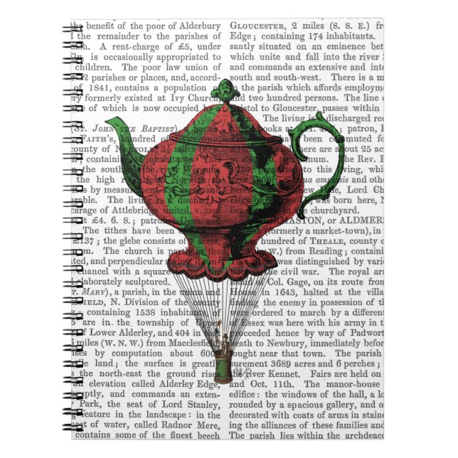 Flying Teapot 2 Red and Green Notebook (Front)