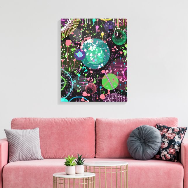 Flying Through Space: A Maximalist Abstract  Canvas Print (Insitu(LivingRoom))